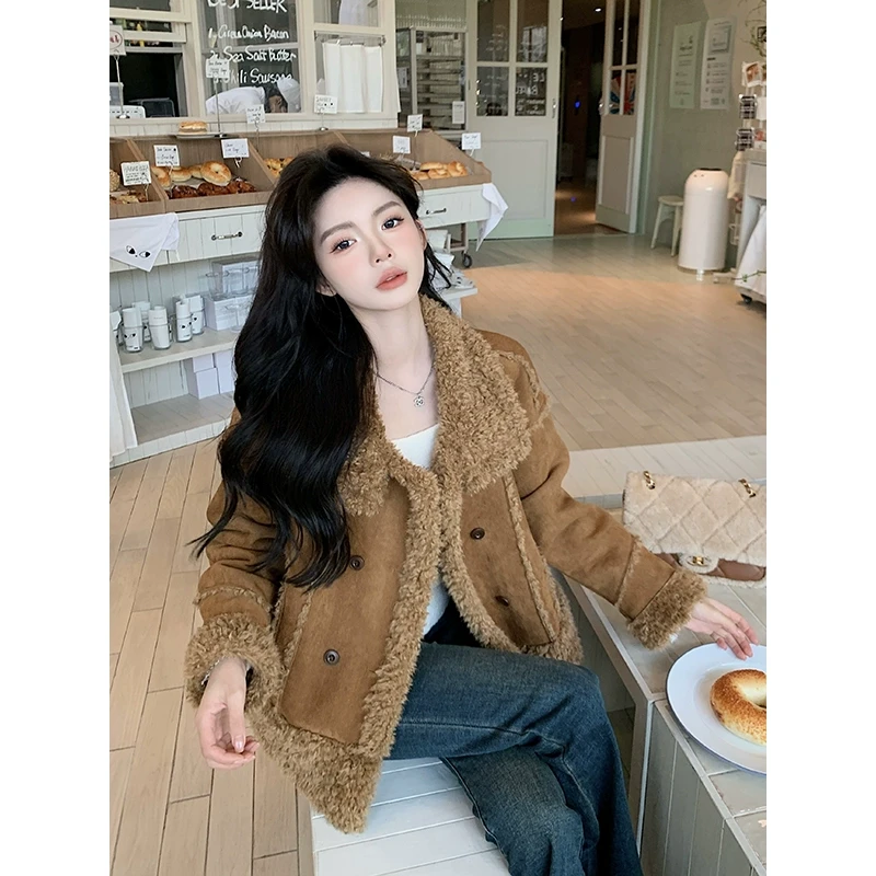 晨晨【QIUROUYAO邱肉瑶】甜酷机车风拽姐*美拉德皮毛一体短外套