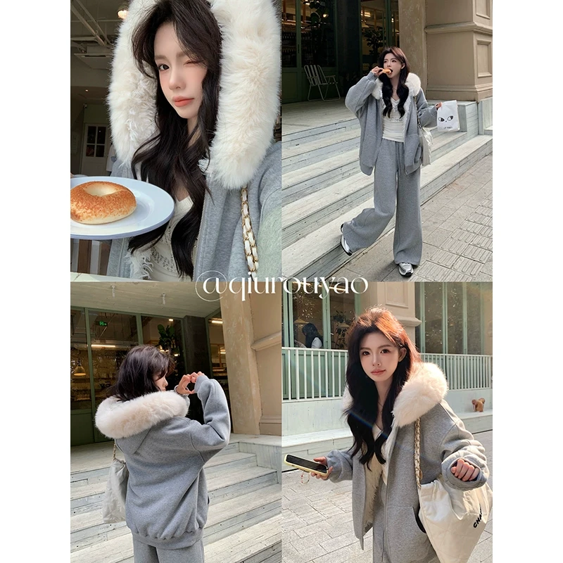 淍淍【QIUROUYAO邱肉瑶】AllGray舒适圈*加绒懒人卫衣休闲套装