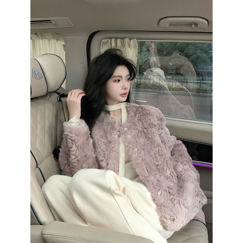 【QIUROUYAO邱肉瑶】冬日精灵*甜美调性双色皮毛外套气质