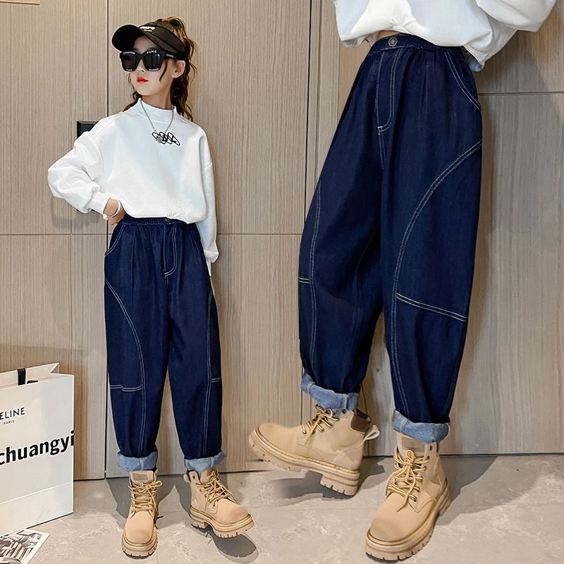 女童牛仔裤2025新款春秋装洋气儿童中大童牛仔裤秋装裤子老爹裤