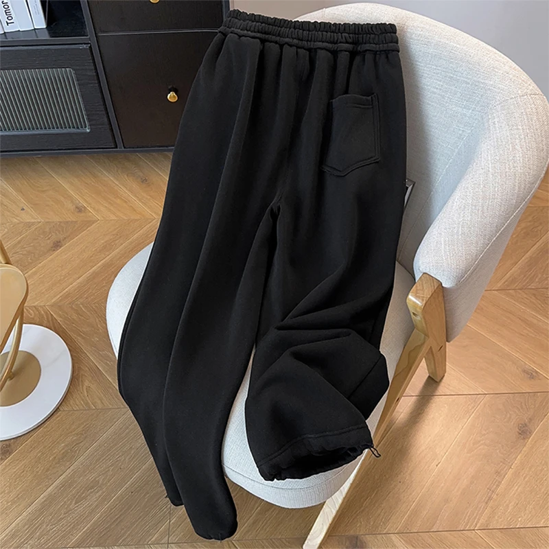 ins百搭直筒运动裤男款秋季美式潮牌宽松纯色休闲阔腿简约长裤子