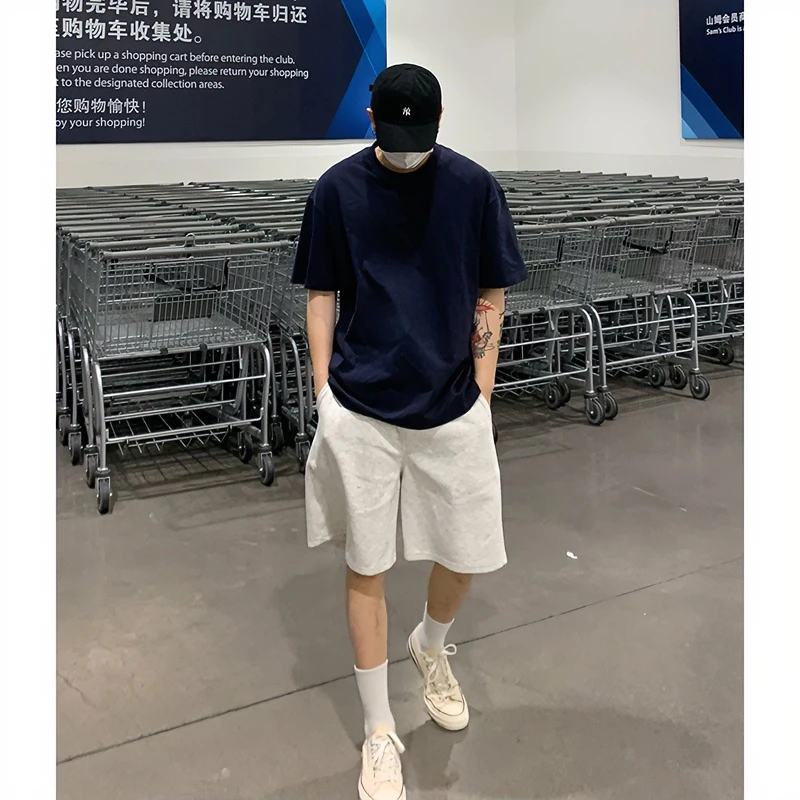 美式复古街头原创字母印花短袖T恤男春季ins潮牌宽松纯棉正肩上衣