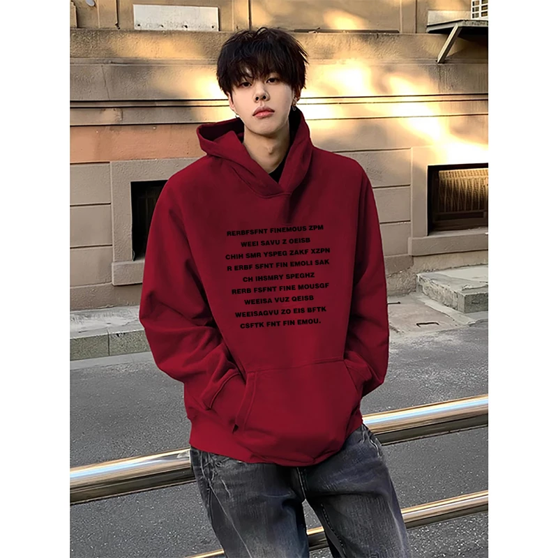 美式潮牌休闲加绒连帽卫衣男款秋季新款宽松百搭设计感外套