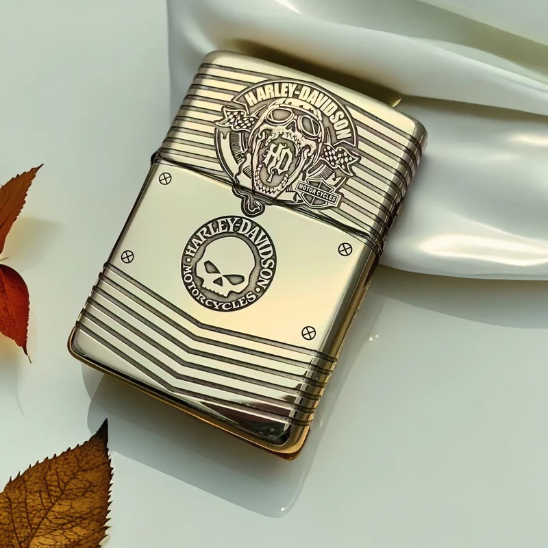 ZIPPO打火机正品黄铜盔甲金冰双色哈雷机车经典个性防风DYJ1