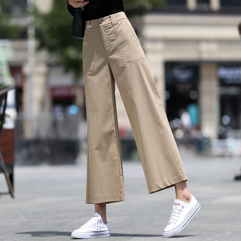 夏季薄款阔腿裤女2025新款宽松显瘦休闲裤时尚百搭九分直筒裤子潮