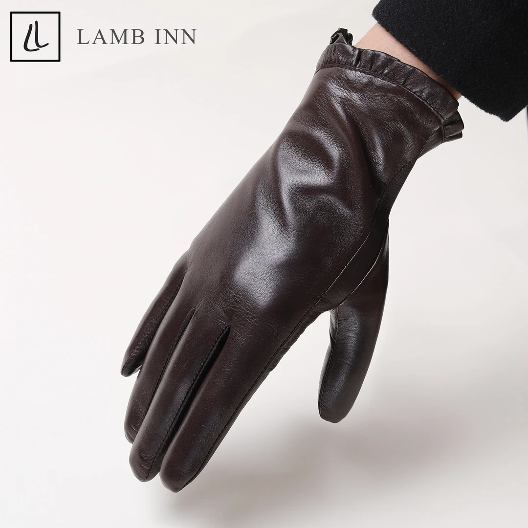 复古风西班牙荷叶边小山羊皮女手套加厚保暖骑车开车2025秋冬新款