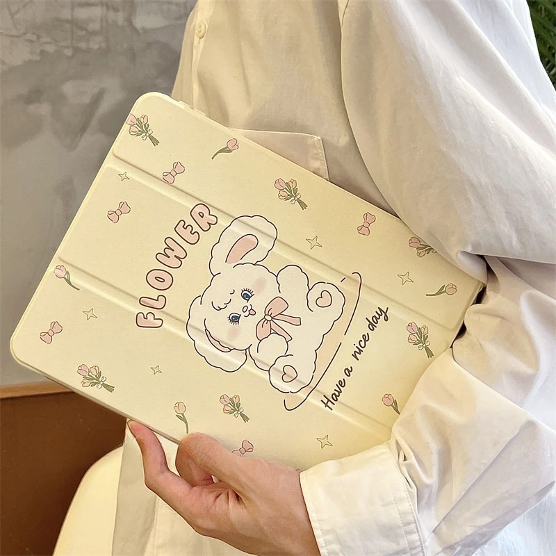 露思同款茶歇萌兔苹果pro2024平板保护外壳ipad9保护套air7保护壳