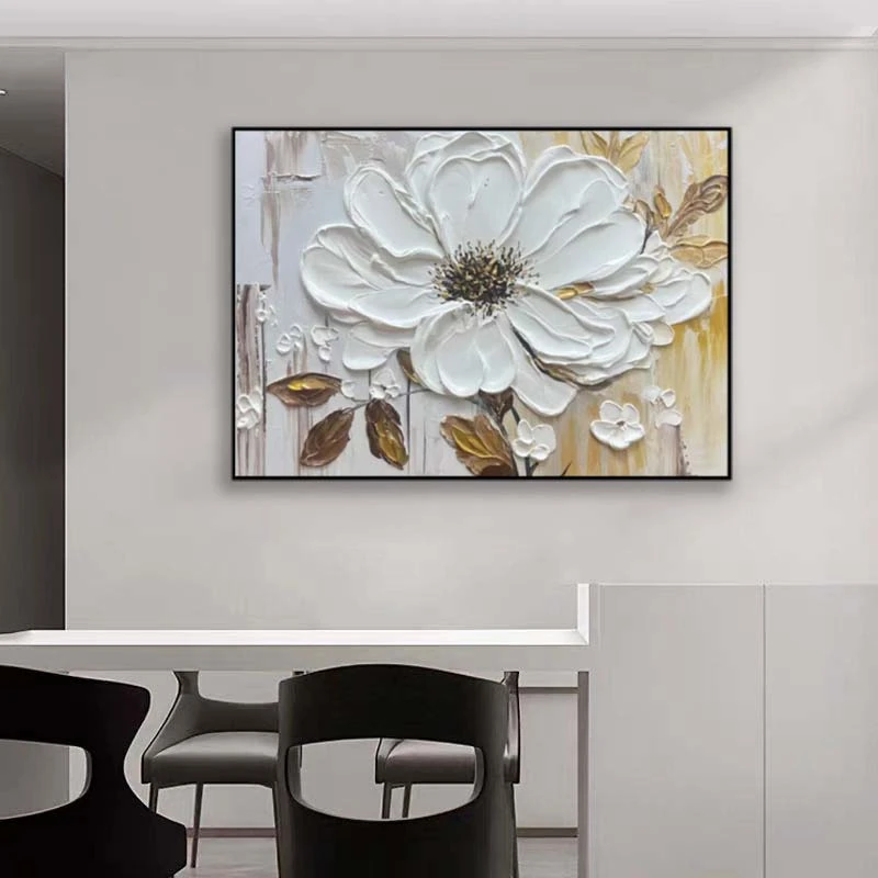 手绘油画《花蕊》餐厅装饰挂画现代简约北欧轻奢大气电表箱装饰画