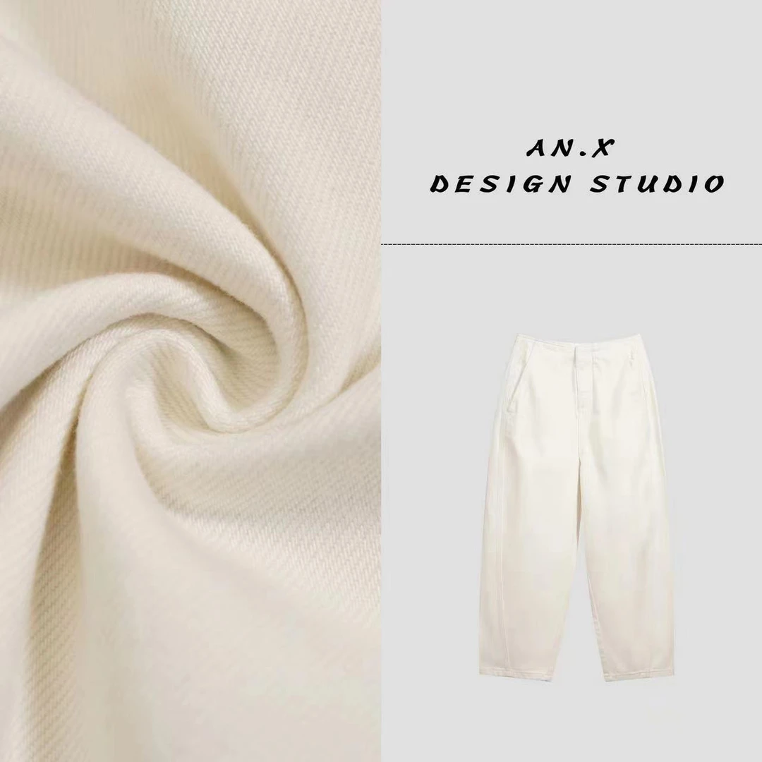 轻奢极简风  设计师款百搭镰刀  高腰宽松收腿裤 休闲牛仔裤