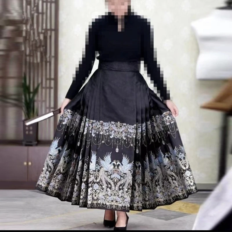 瑾依奴原创【凤翎翠】提花满点翠重工织金妆花马面裙中国风马面裙