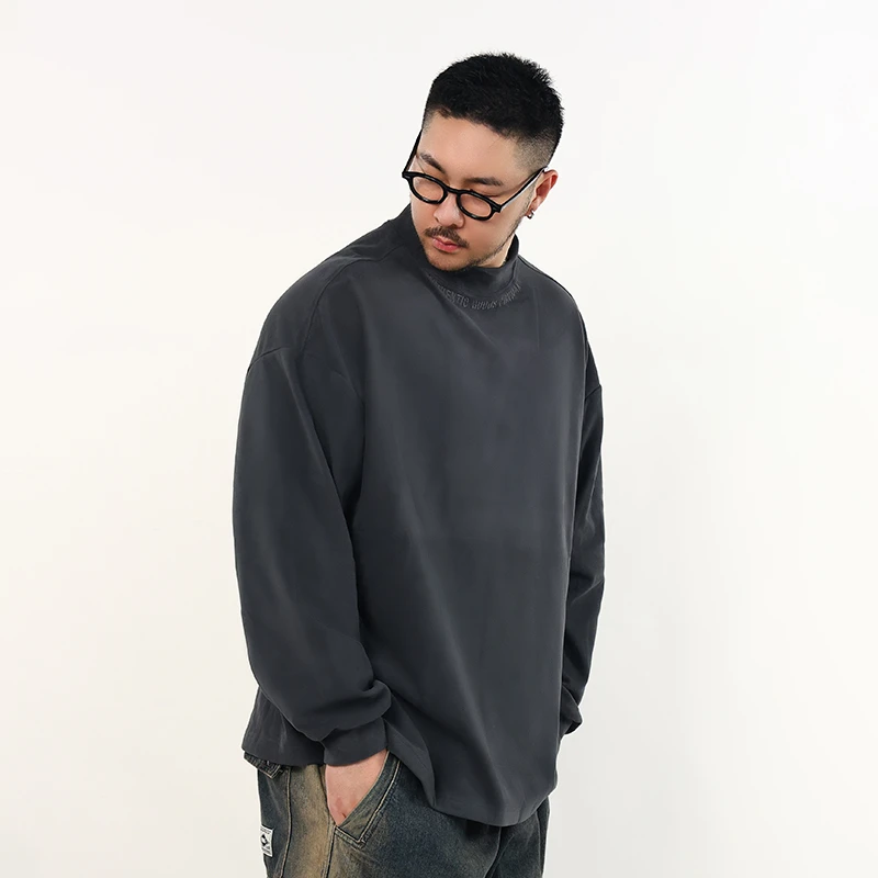 PANMAX/潘·麦克斯纯色潮流百搭半高龄圆领大码德绒打底半高领长袖