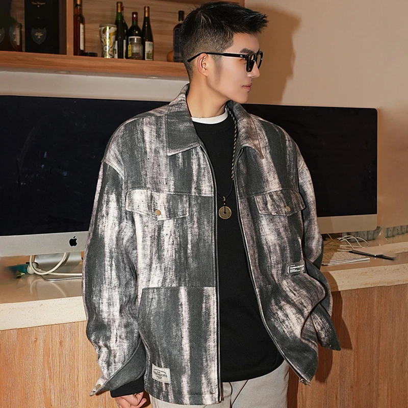 PANMAX/潘·麦克斯呢子夹克衬衫扎染硬汉派冬装