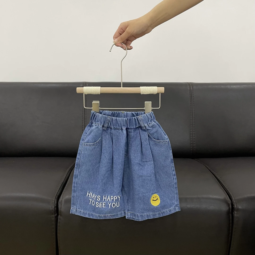 苏you* 男宝笑脸刺绣牛仔短裤 2018
