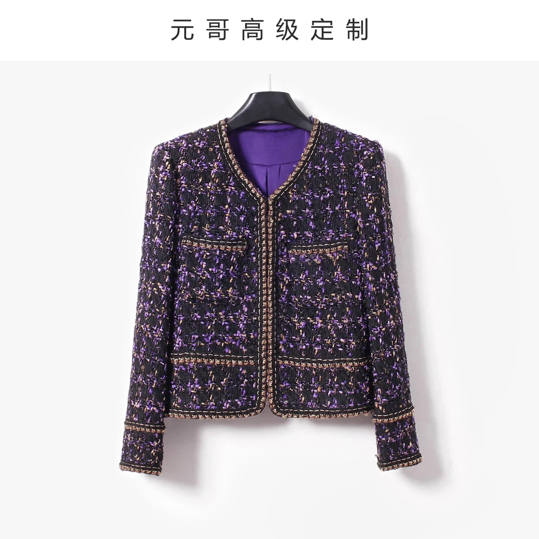 YTWEED元哥高定 意大利空运限量繁花粗花呢小香风外套弯月袖上衣