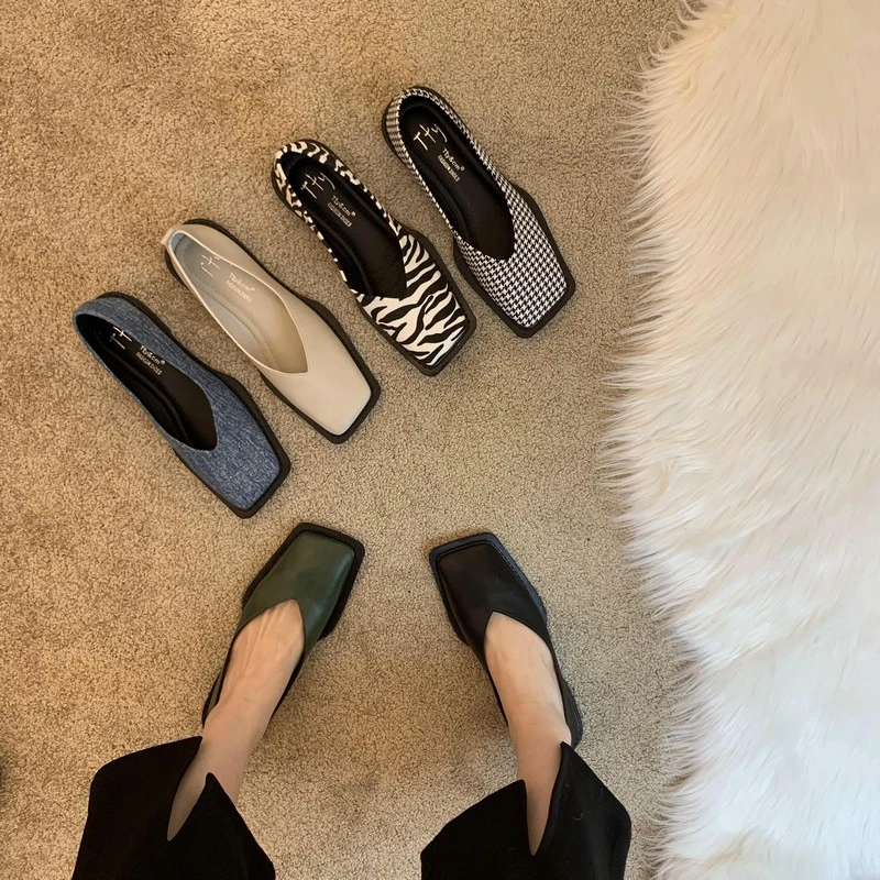 专柜小香风设计感小众低跟鞋新款英伦风方头单鞋乐福鞋软底工作鞋