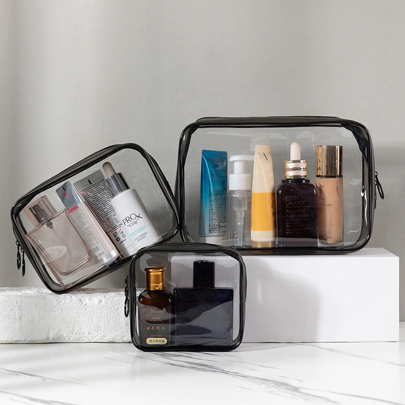 高档旅行便携洗漱包简约防水化妆品袋游泳健身洗澡大透明收纳包