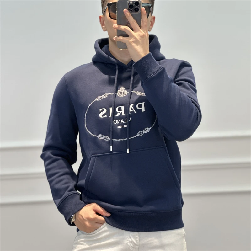 <古帝特尼>秋冬新款时尚连帽字母刺绣加绒版外套休闲卫衣Z-8065