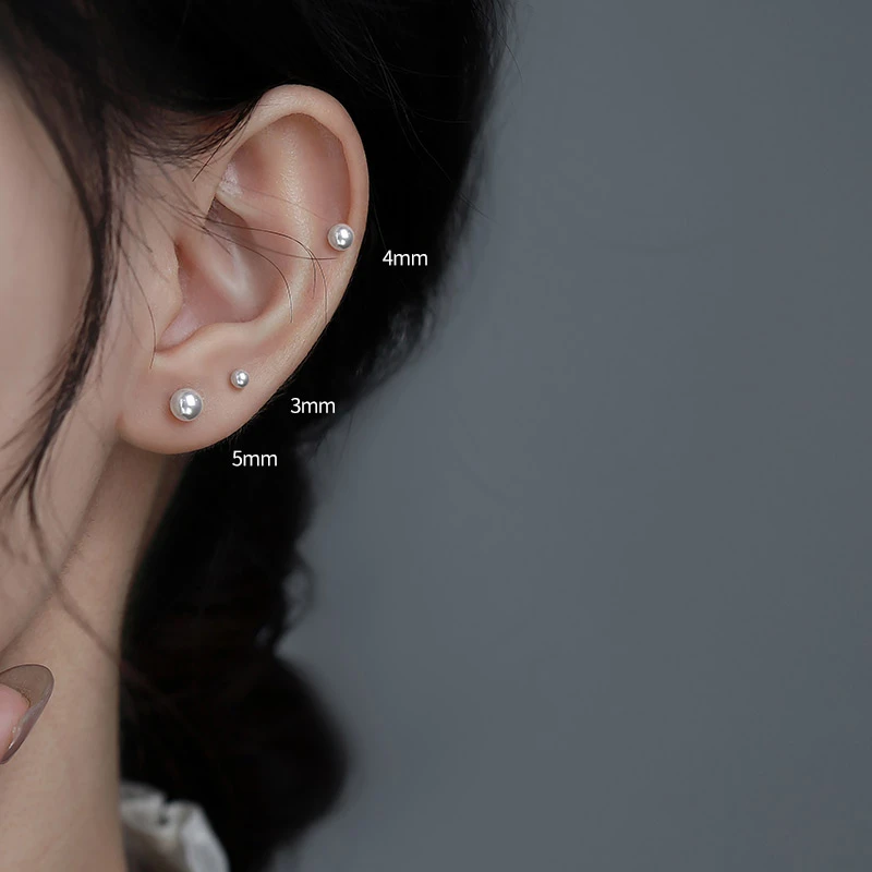 足银仿珍珠耳饰 耳钉超小耳骨钉施家小米珠养耳洞睡觉免摘耳饰
