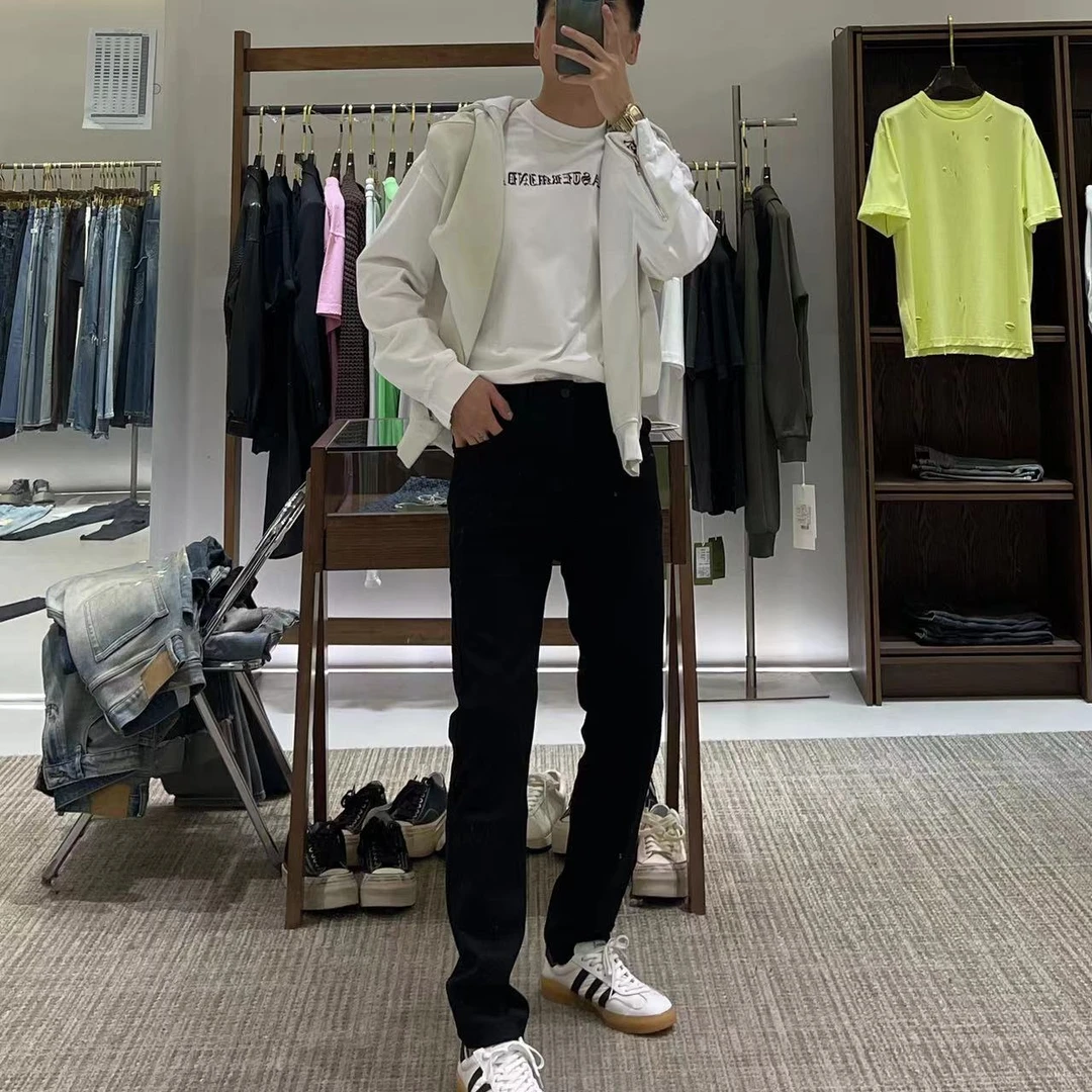 TKTHEKINGJS/1923 男士秋冬新款百搭修身小直筒防褪色小黑牛仔裤