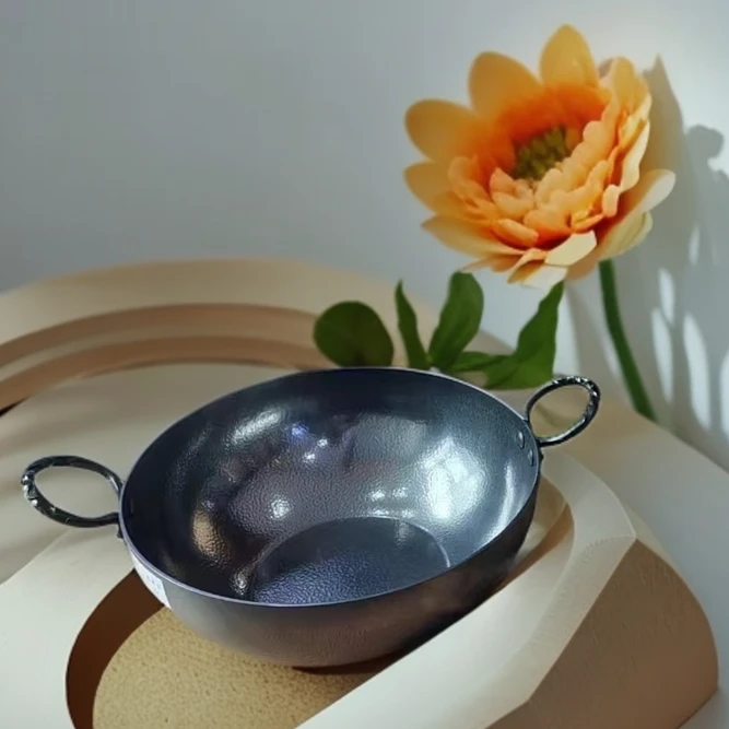 匠运双耳30黑金刚手打锅健康家用炒锅炒菜锅燃气通用炒菜锅平底