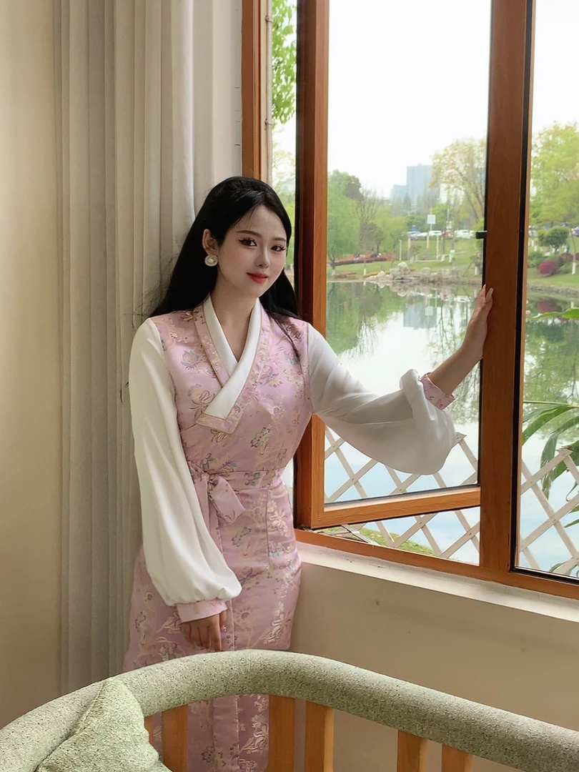 【格桑家】复古民族风藏式博拉裙国风优雅气质时尚春夏装【樱粉树】