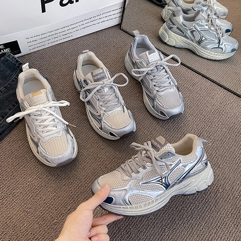 老爹鞋网面休闲运动鞋新款轻便百搭透气老爹鞋韩版软底跑步鞋