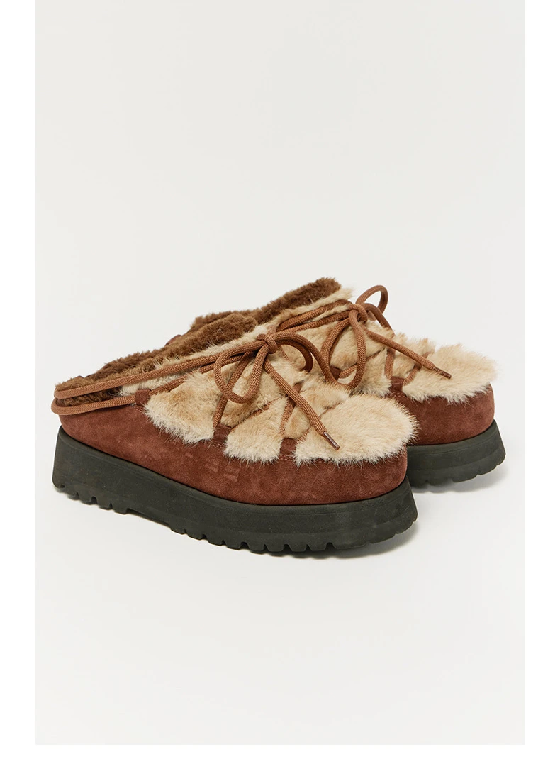 SOLSOL买手店-DEEPMOSS设计师品牌系带绒毛厚底鞋240623PDM001