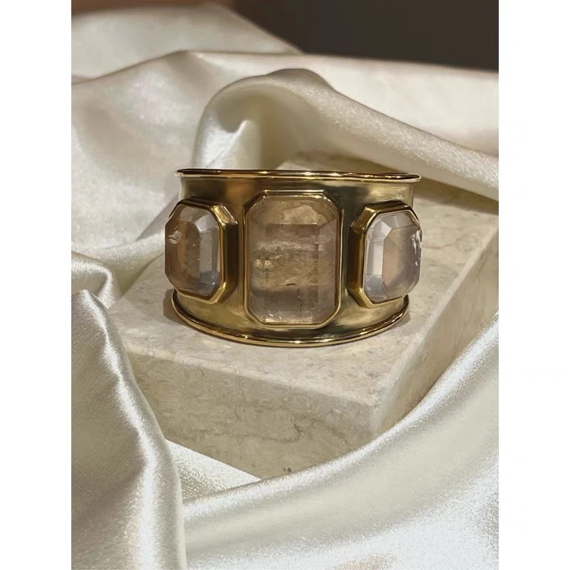 黄铜锆石手链 Goossens男女通用Stones Torque 手镯