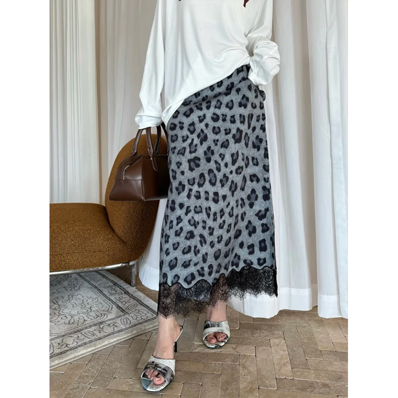 SOLSOL买手店-ANNENONO设计师品牌24拼蕾丝豹纹半裙240606PANN012