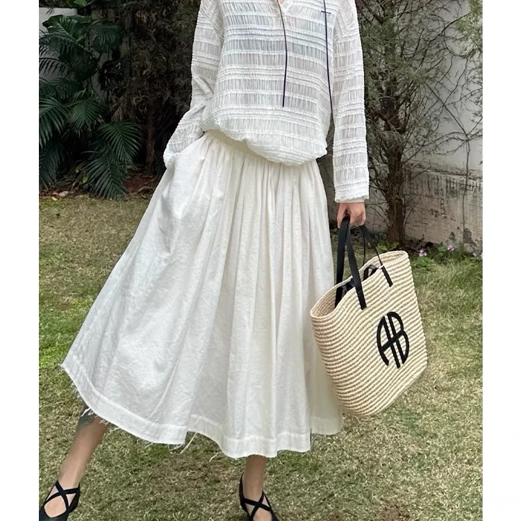 SOLSOL品牌集合店 M1DNOTE 24SS腰封打褶长裙显瘦半身裙