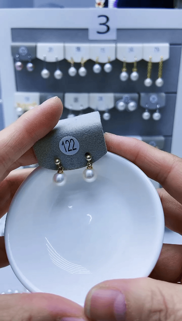 【闪购商品】淡水珍珠耳饰银S925镀金镶嵌122金白