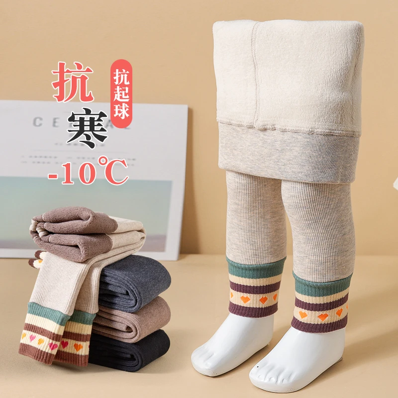 宝宝打底裤女童秋冬季2023新款外穿婴儿加绒加厚款九分连裤袜儿童