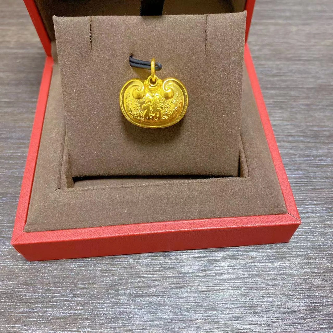 足金999.9简约立体古法元宝百搭吊坠