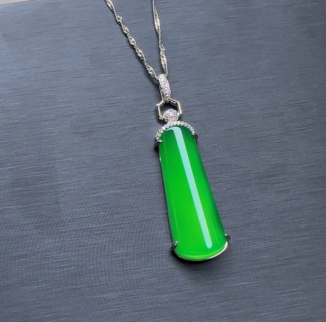 合金吊坠 淘玉珠宝原创设计师款豪镶大气冰绿无事牌吊坠