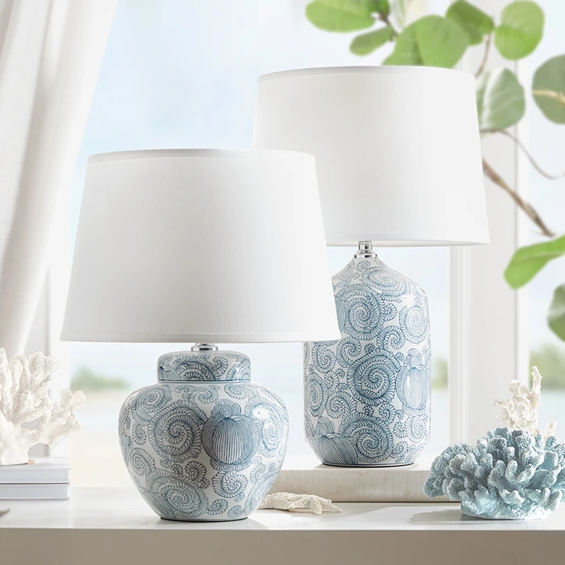 HARBORHOUSE美式家居现代青花瓷客厅卧室水墨陶瓷台灯Calm/Quiet
