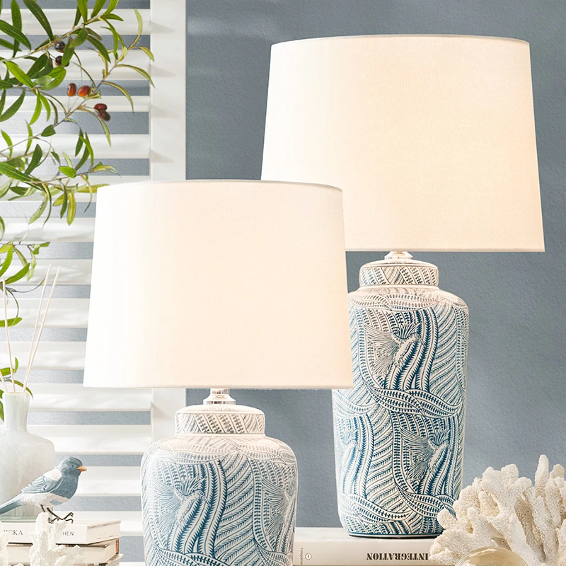 HARBORHOUSE美式复古卧室客厅蓝色陶瓷台灯Daniel