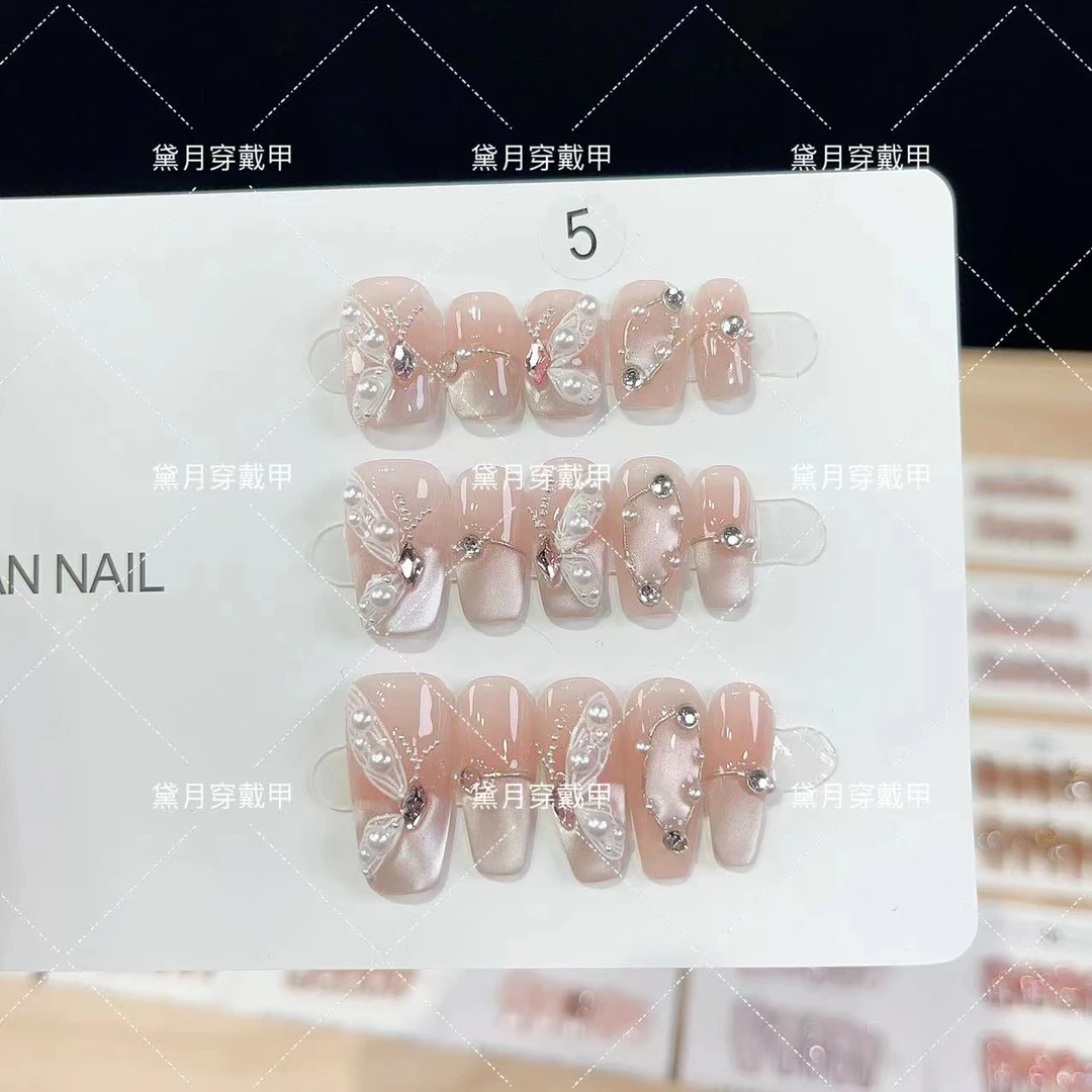 【天使羽翼】纯手工穿戴甲高级轻奢穿戴式美甲贴长款显白百搭美甲