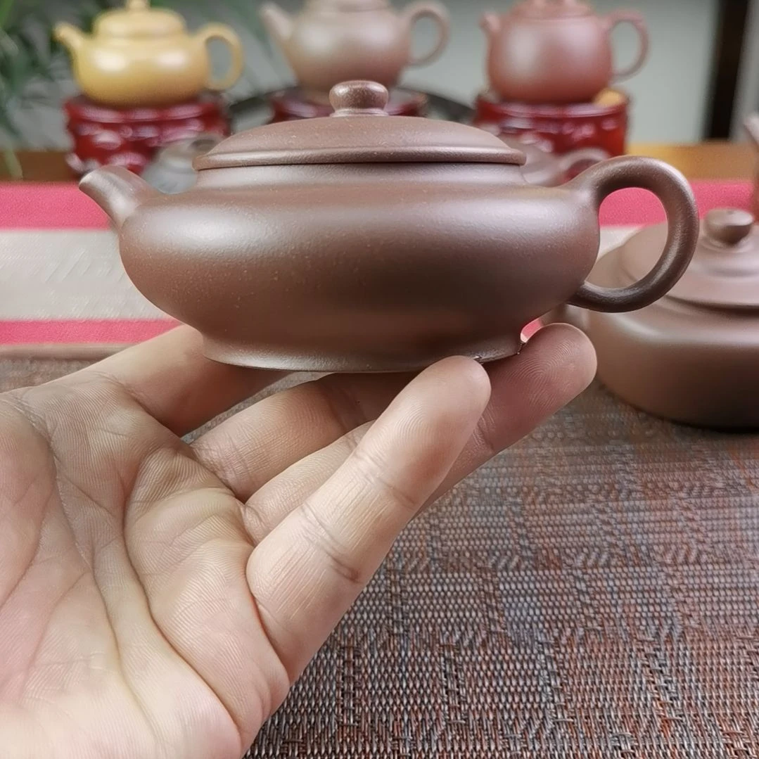 紫砂茶壶紫泥虚扁180CC