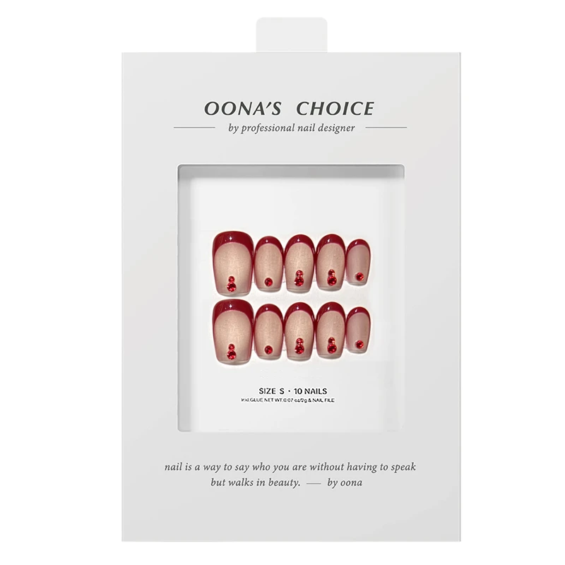 【霸王别姬】设计师款御姐纯欲风全华钻红色法式裸色美甲妩媚穿戴甲