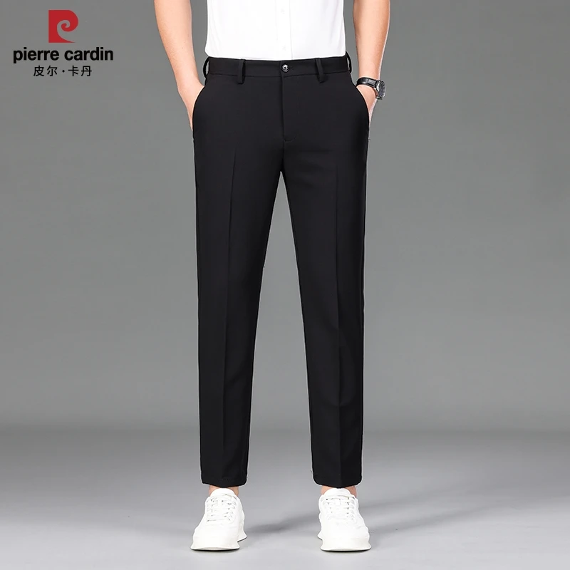 皮尔卡丹夏季薄款休闲西裤男士商务直筒宽松垂感上班弹力九分裤子