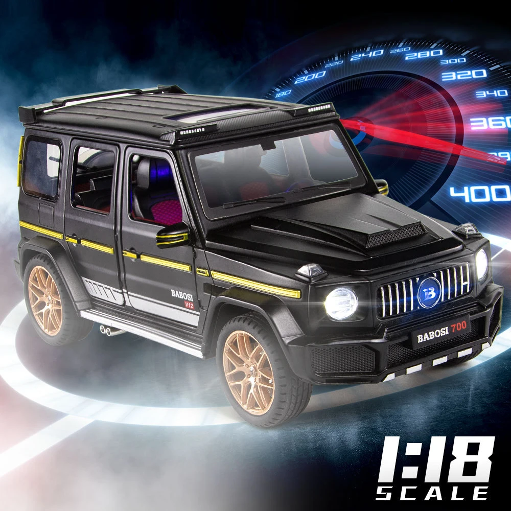 奔驰大G巴博斯G700改装仿真锌合金车玩具1:18七开门汽车模型摆件