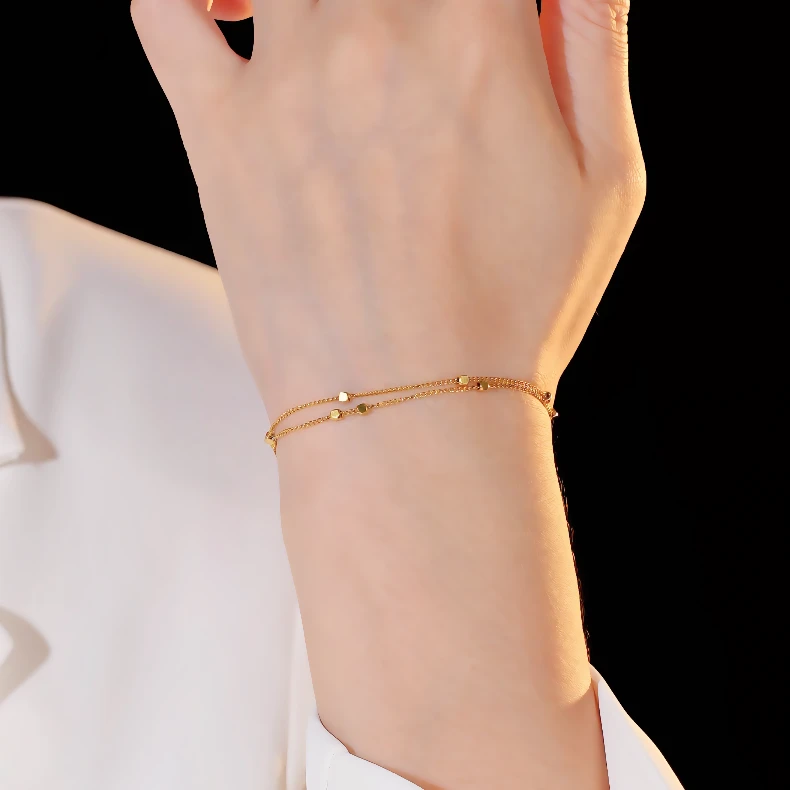 钛钢手链 韩版方块双层手链女气质轻奢小众简约百搭个性时尚精致