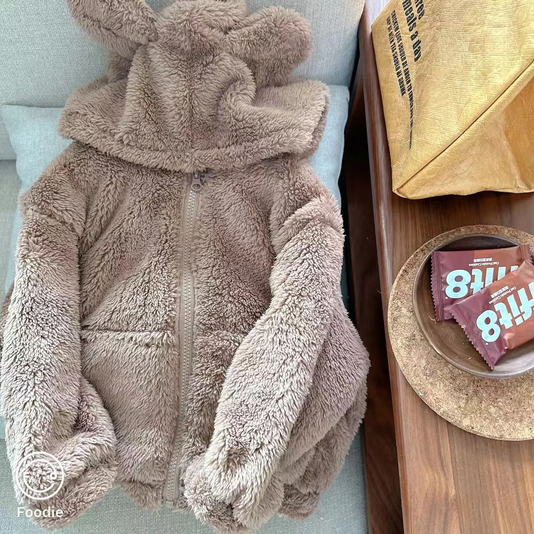 【JMJQ 201156】秋冬款中小童款儿童洋气休闲小熊毛毛外套