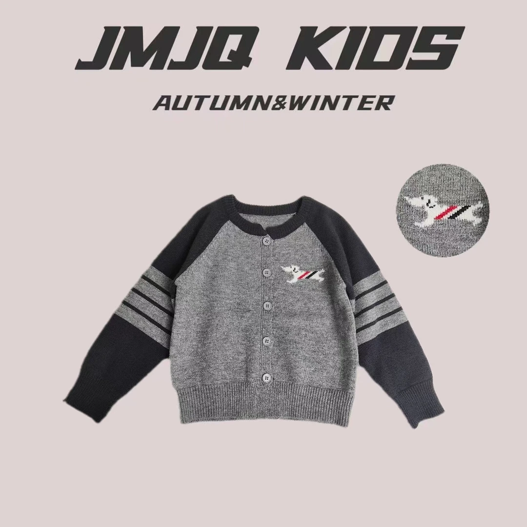 【亲子款 20181】春秋款外贸学院风韩版插肩袖撞色圆领毛衣开衫