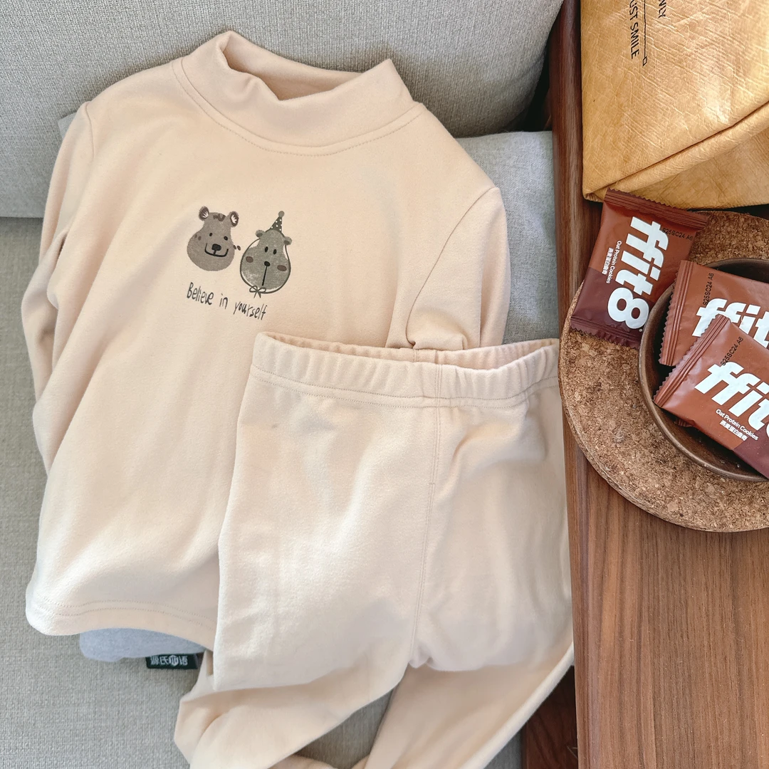 【JMJQ 201058】暖冬款舒适居家打底印花贴身睡衣半高领家居服套装