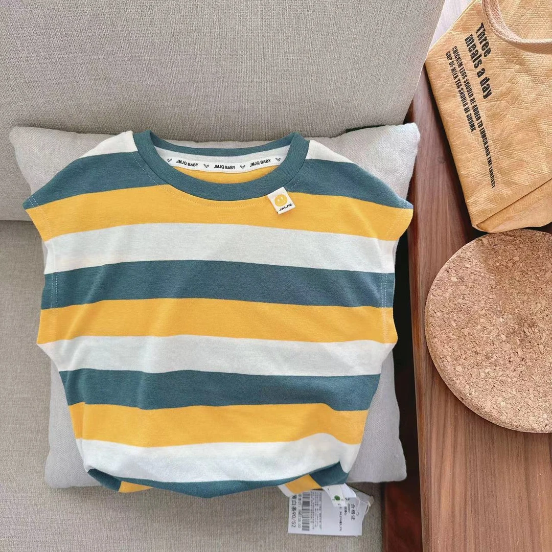 【JMJQ 20097】  夏季儿童百搭休闲时尚条纹圆领轻薄背心