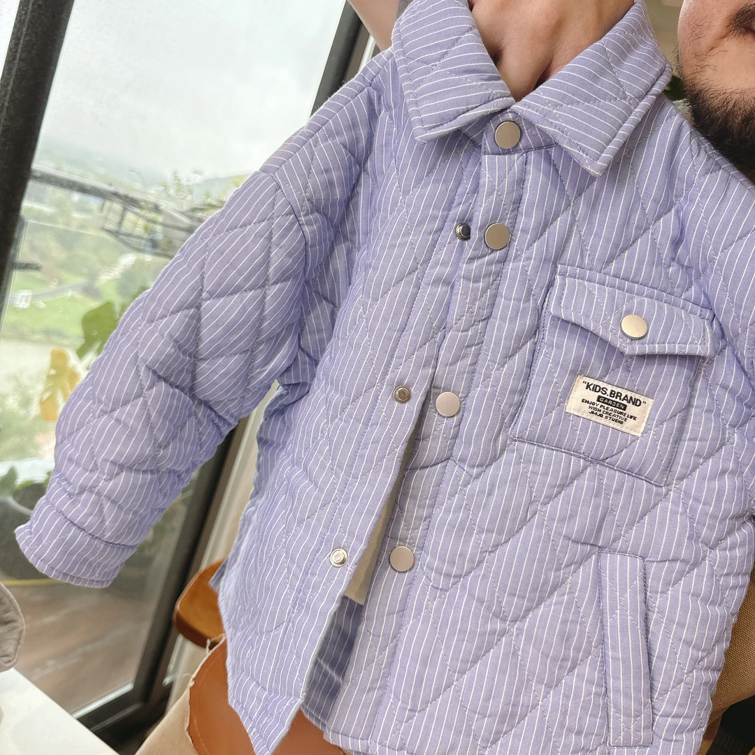 【JMJQ 201121】秋冬季儿童休闲保暖加厚加绒绗棉御寒立领格子外套