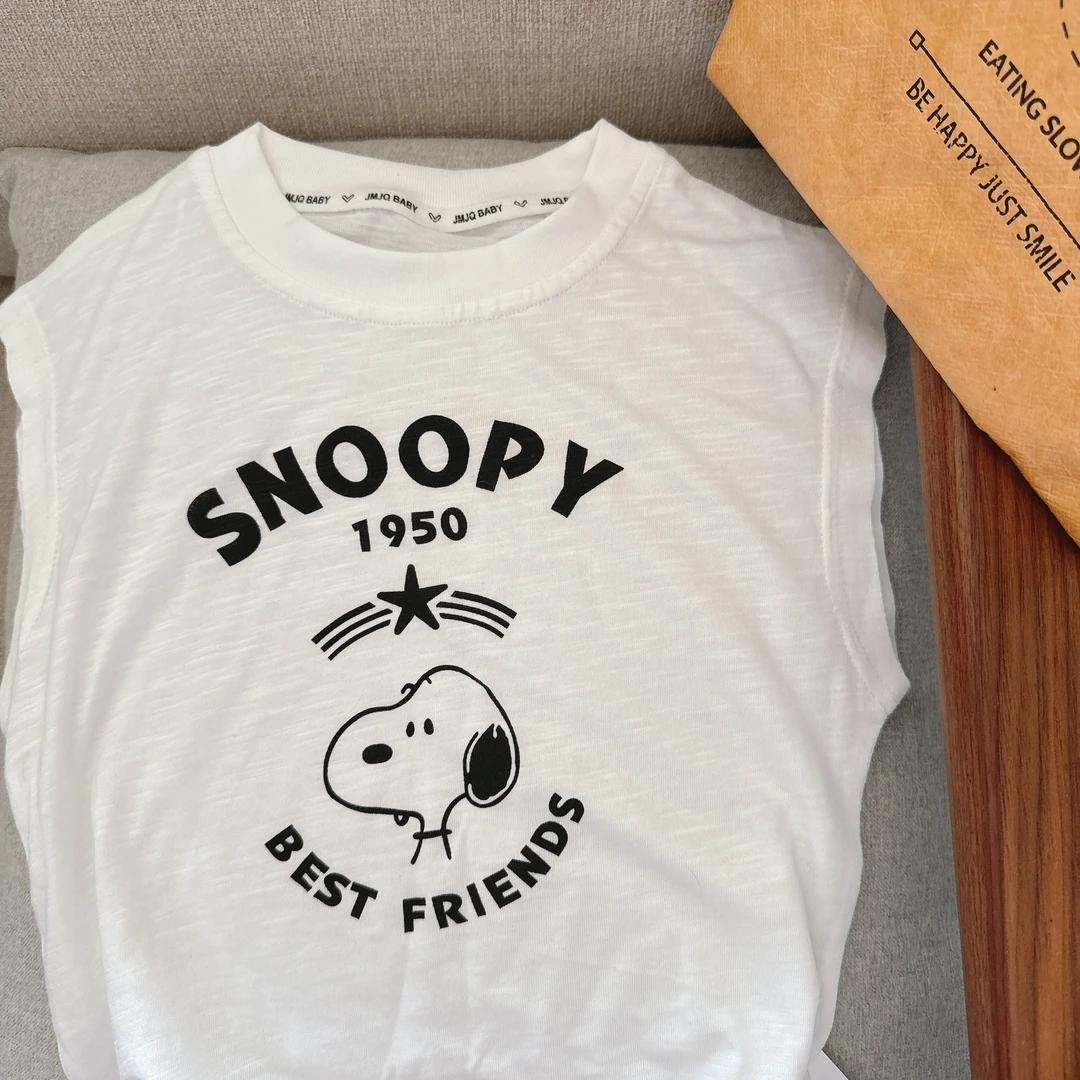 【高货 20835】夏季新款儿童竹节冰爽卡通印花套头清凉无袖衫背心