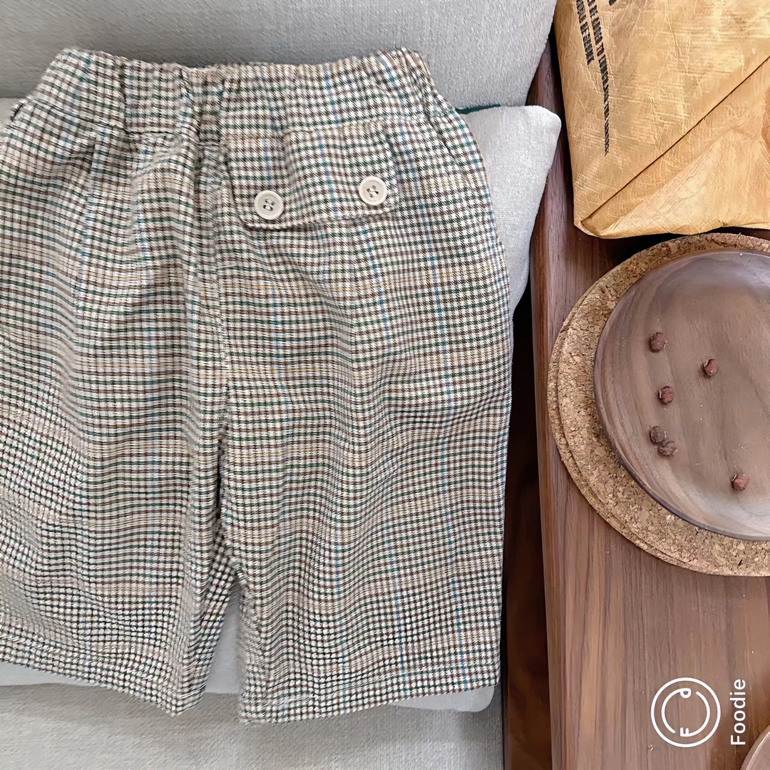 【JMJQ 20225】 夏季中小童韩版色织格子七分裤洋气时尚百搭宽松