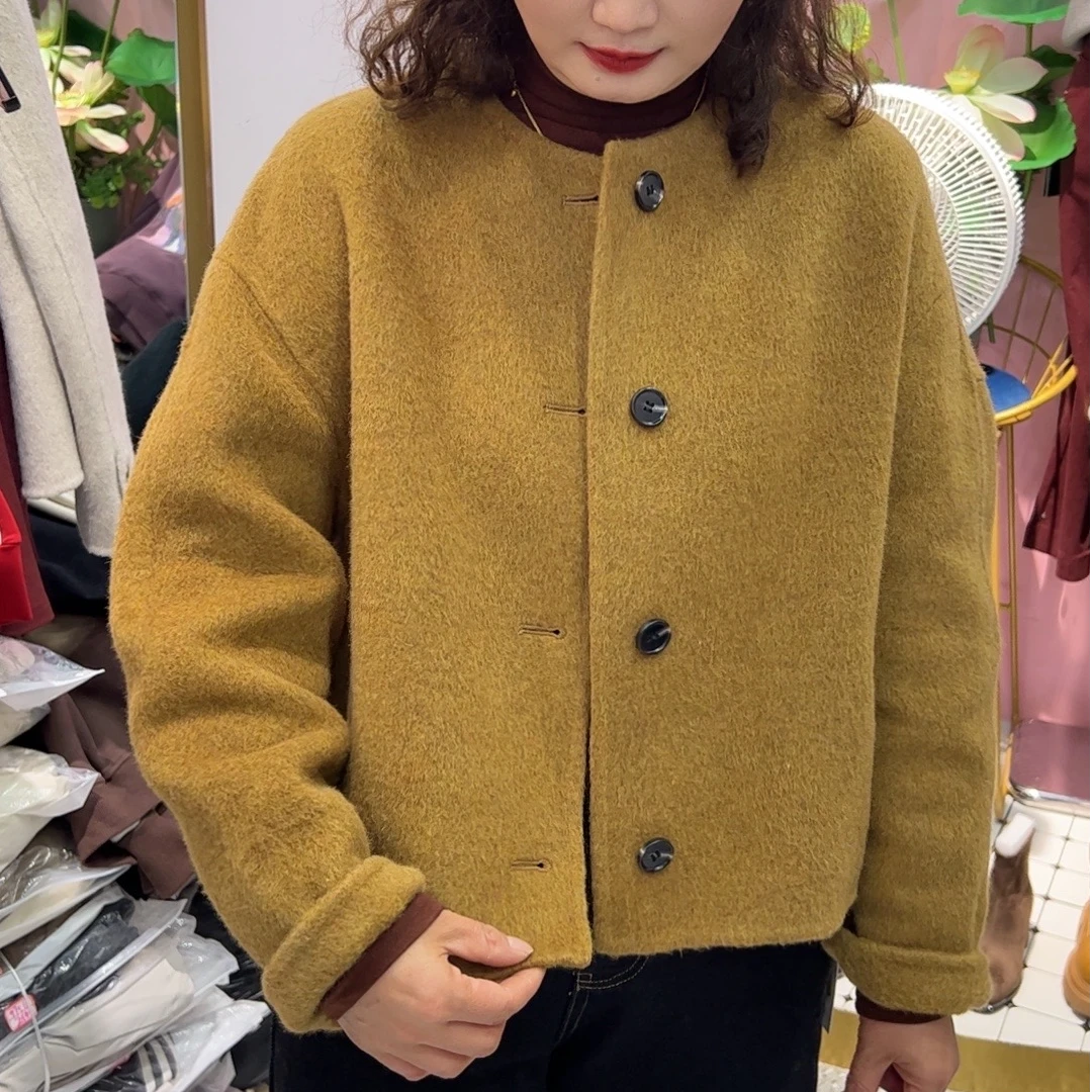 [ W i F i ]990纯羊毛短款双面呢子秋冬高级感韩系圆领毛呢外套